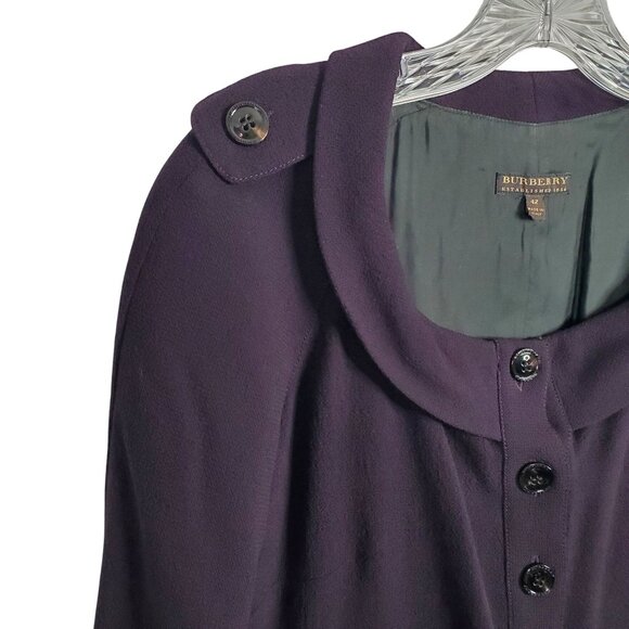 Burberry Size UK 42 US 12 Dress Crepe Wool Sheath Rolled Collar Italy Purple - Picture 16 of 16